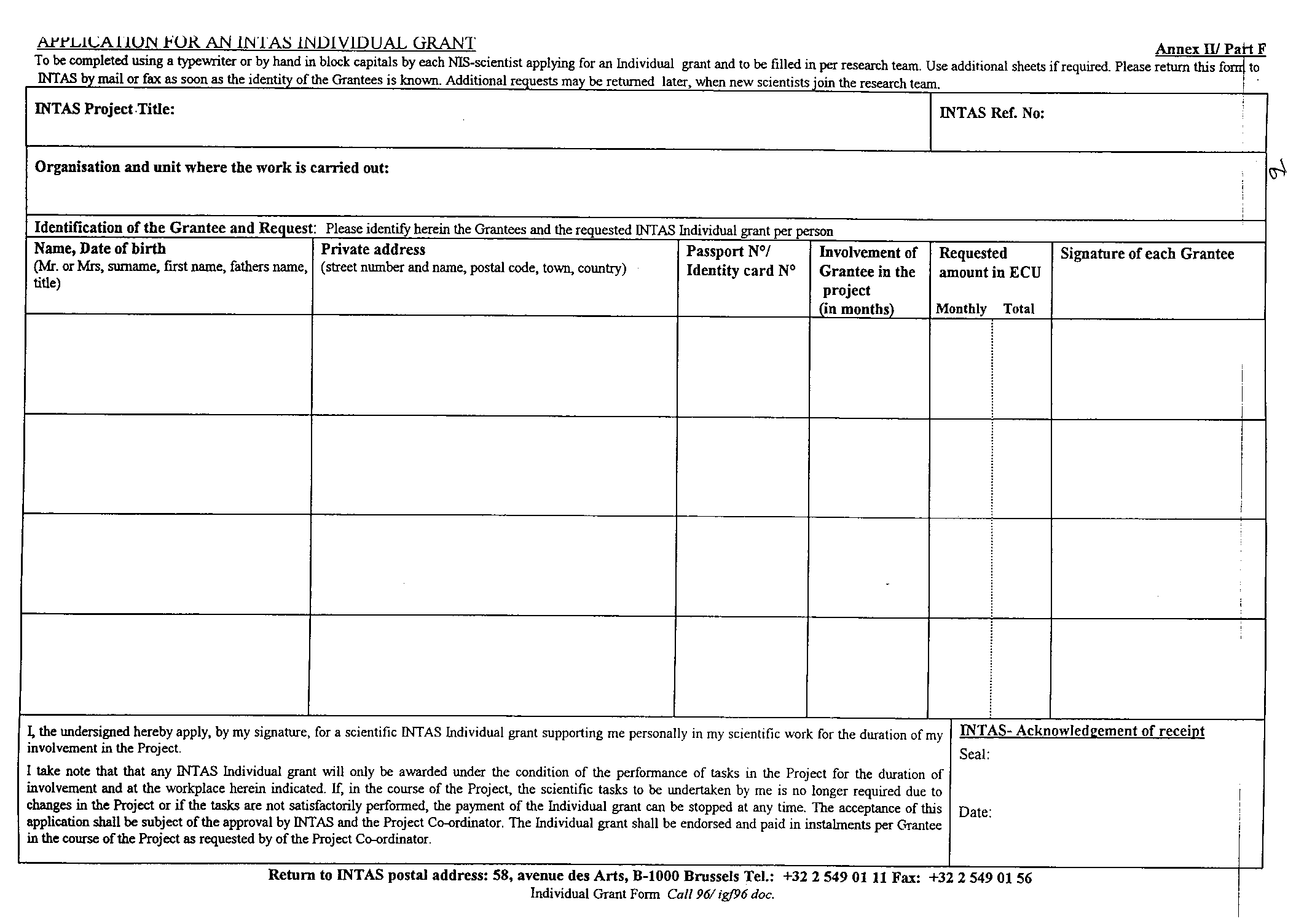 INTAS: individual Grants